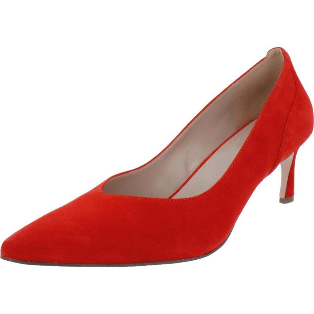 Naturalizer Womens Faelyn Red Suede Pointed Toe Slip On Pumps Shoes New